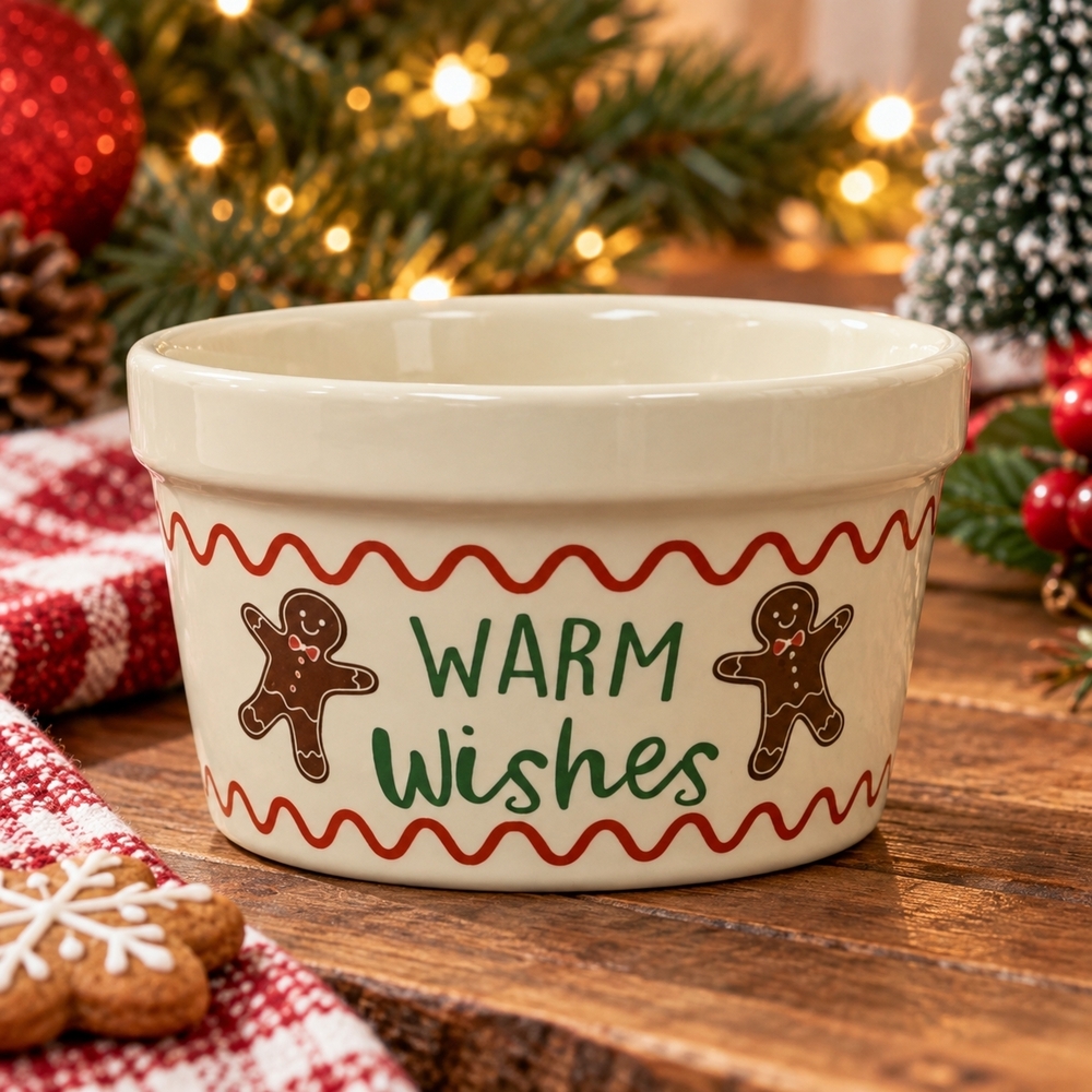 Royal Norfolk Warm Wishes Gingerbread Bowl Ramekin Christmas Ceramic NWOT